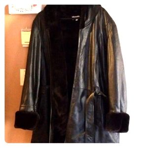 Leather Jacket with faux fur lining